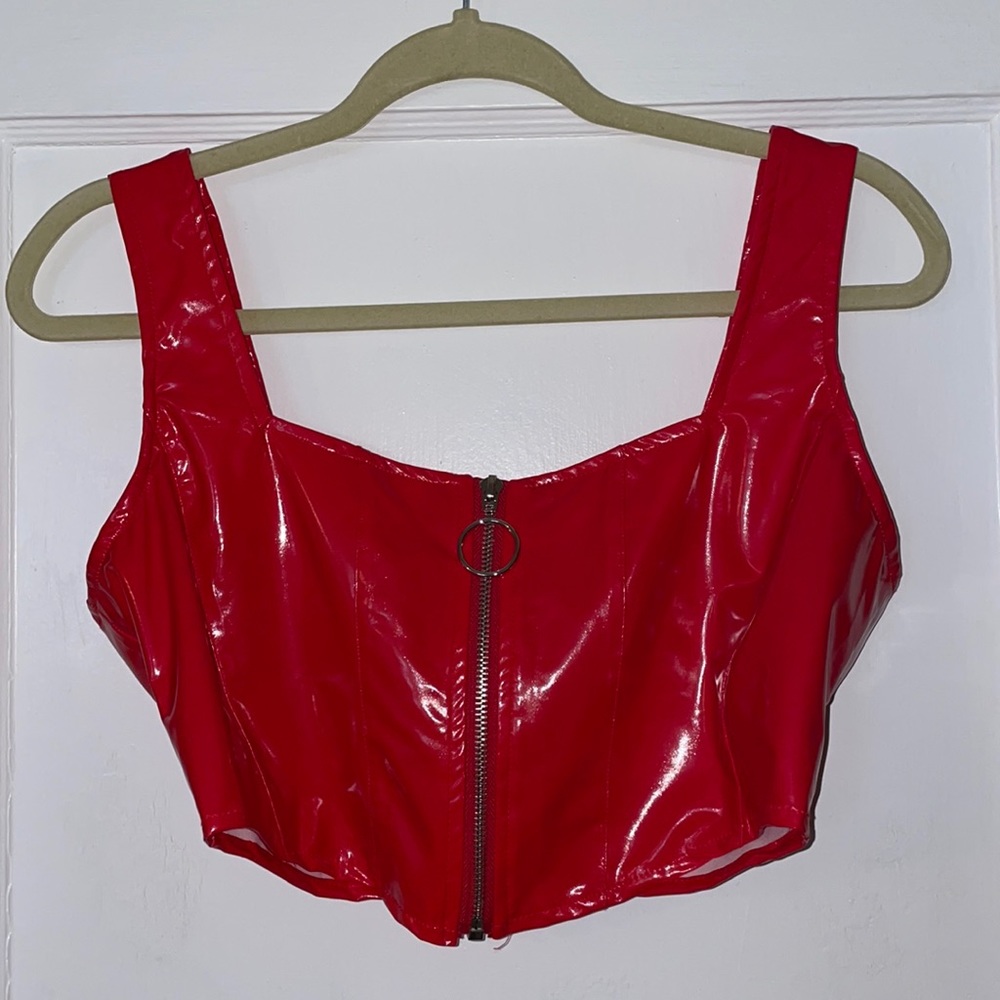 red leather crop - NEVER WORN